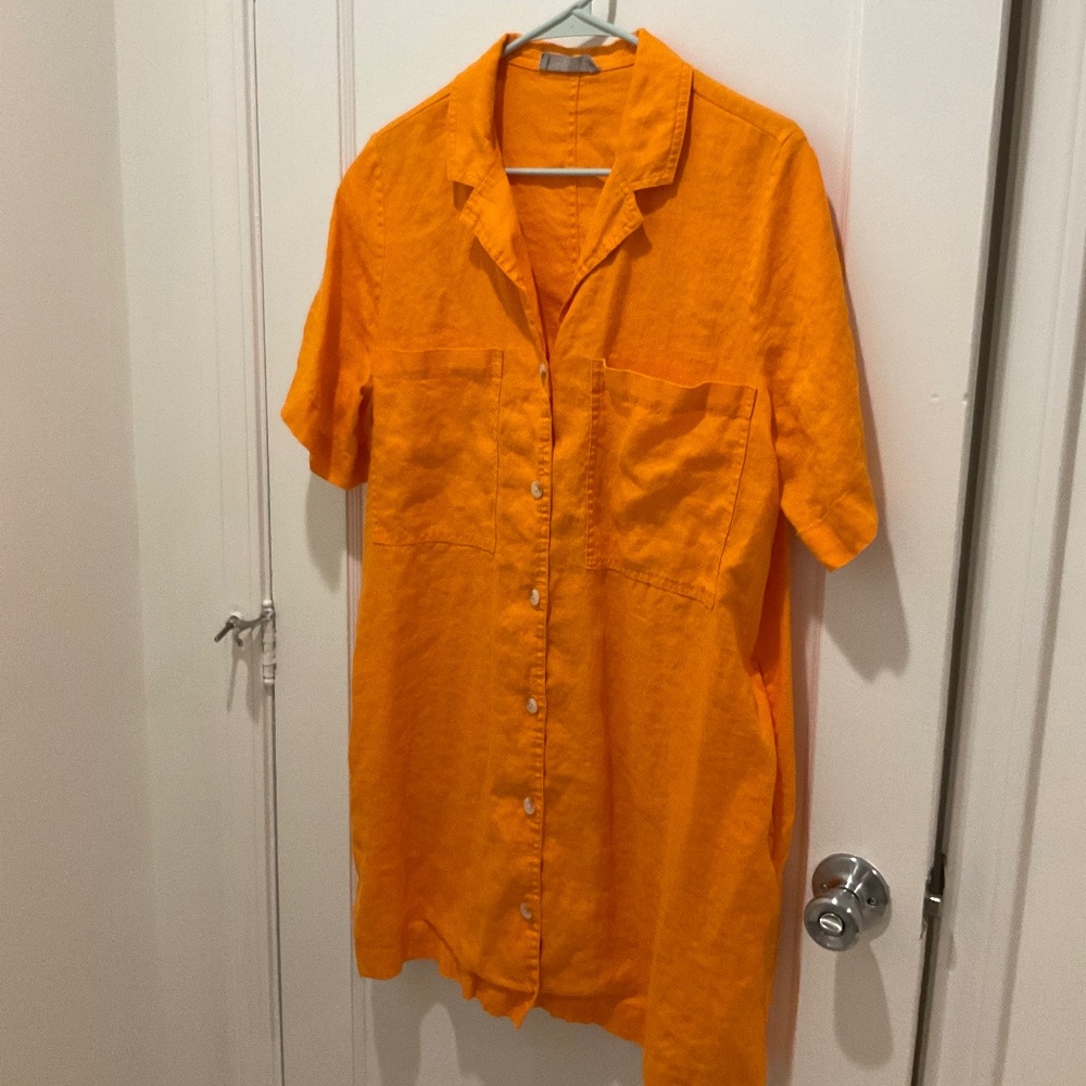 Everlane - The Linen Workwear Dress, L, Turmeric